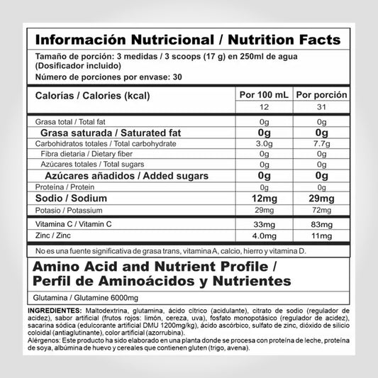 1 LB GLUTA STACK - NUTRAMERICAN - Frutos rojos