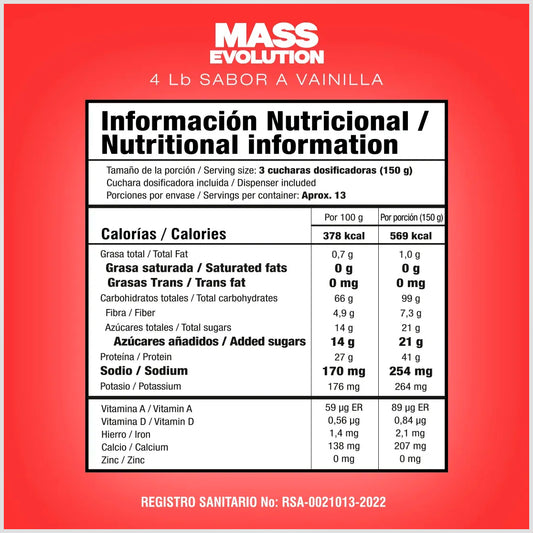 MASS EVOLUTION - Smart Nutrition - 13 SERV - Vainilla