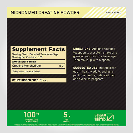 MICRONIZED CREATINE POWDER - 120 Serv natural - OPTIMUN